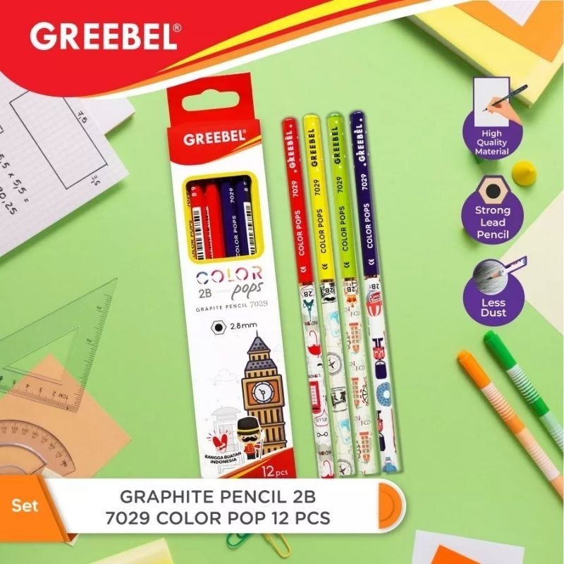 

GREEBEL Pencil Color 2B Graphite Pencil 7029 1pack 12pcs