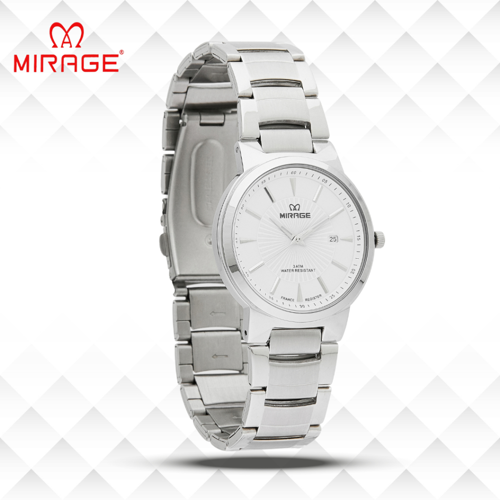 Mirage Jam Tangan Pria Analog 8819 M Silver Original Stainless