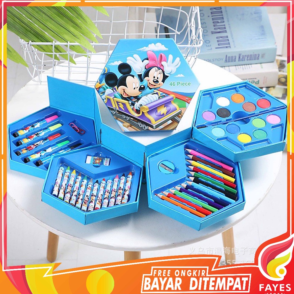 

KODE V5N8 FAYES COD Crayon Set Isi 46 Spidol Pensil Warna Cat Air Alat Lukis Murah STY9