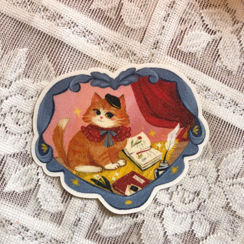 

Vintage cat Glitter Sticker