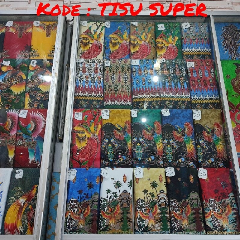Kain Batik Papua Asli Meteran Motif Corak Bahan Tisu Kode B Lanjutan