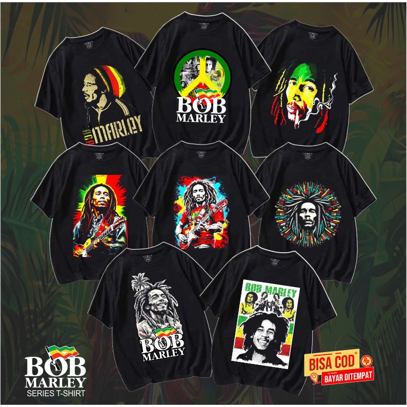 KOLEKSI SPECIAL KAOS BOB MARLEY REGGAE SERIES  pendek pria band original distro - T-Shirt pendek  Bo