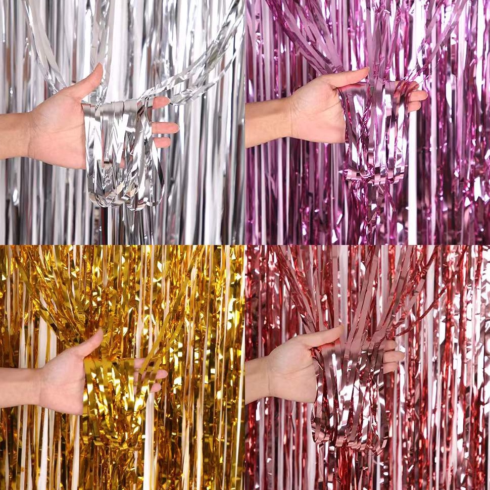 Sale 12 m warnawarni dekorasi ulang tahun hujan tirai pesta pernikahan dekorasi pesta tirai hujan