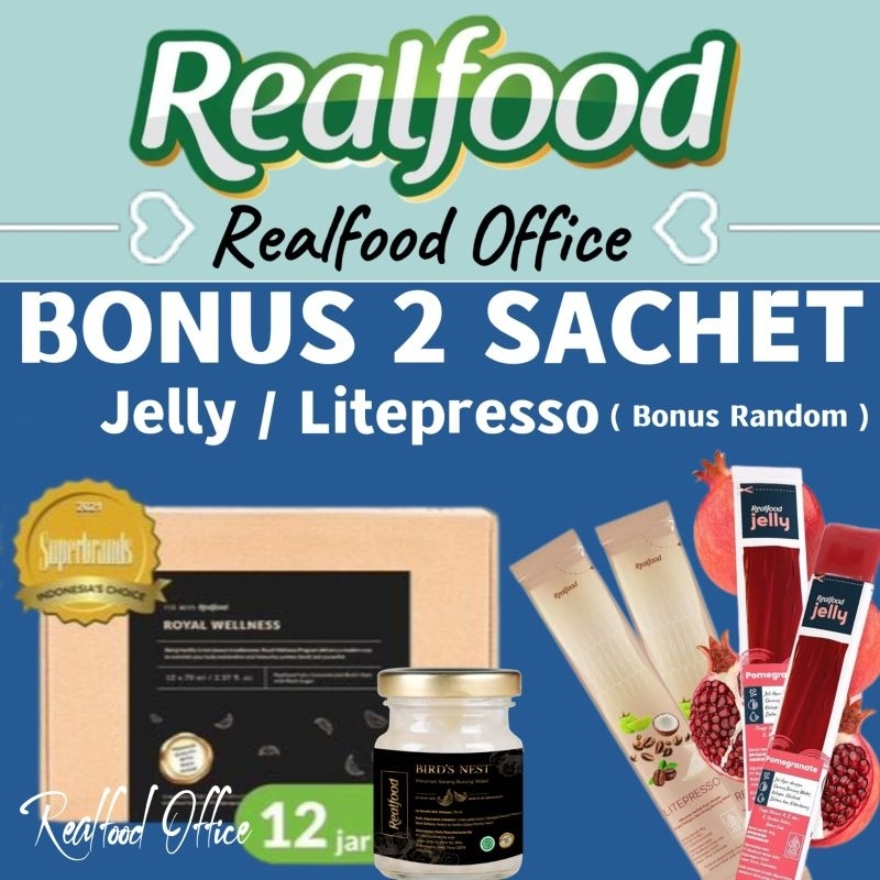 

Realfood Royal Wellness 12 Jar Gratis 2 Jelly / Coffee ( Minuman Sarang Burung Walet ) RO