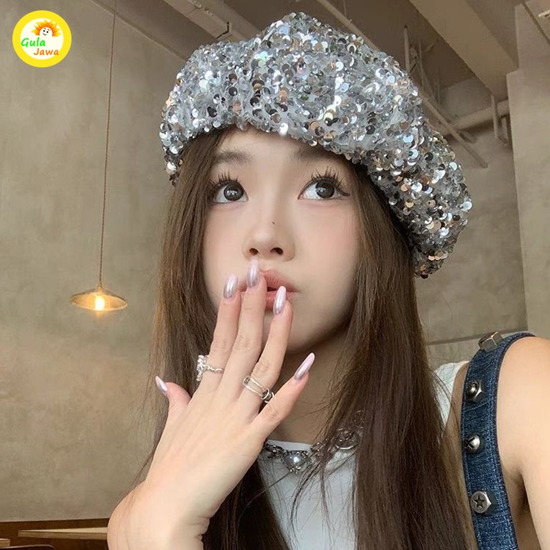 Topi Baret Korea Topi Baret Full Payet Import Topi Seniman Baret Cap Korean Style