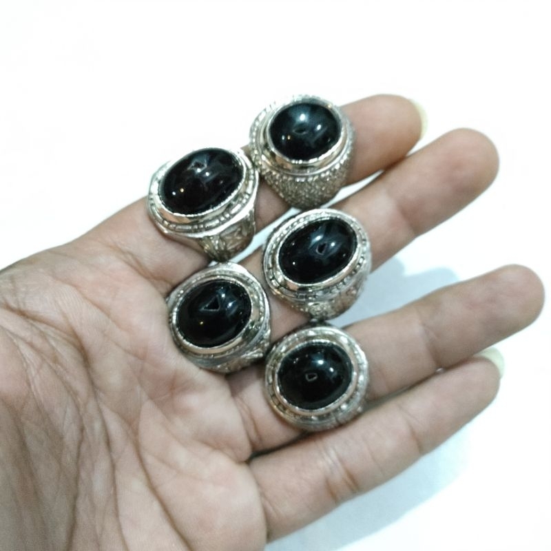 CINCIN PRIA BATU COMBONG HITAM WULUNG RING ALPAKA SUPER