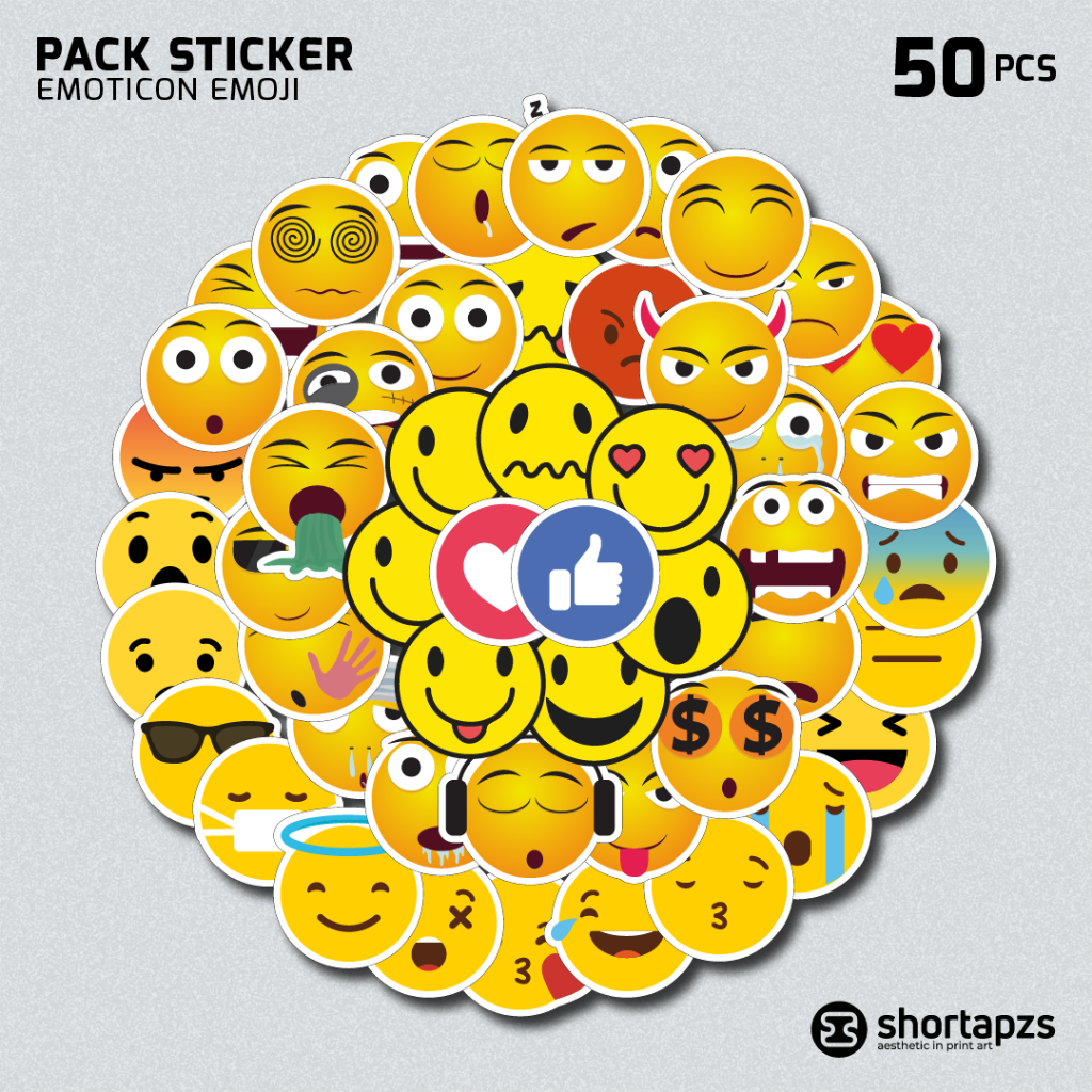 

PACK STIKER 50 PCS EMOJI EMOTICON | STIKER ESTETIK LAPTOP HP CASING TUMBLER NOTEBOOK