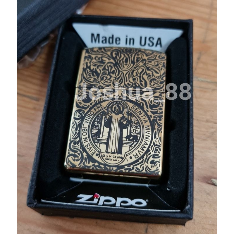 Zippo Custom Ukir Batik Constantine Pendeta Gold Premium