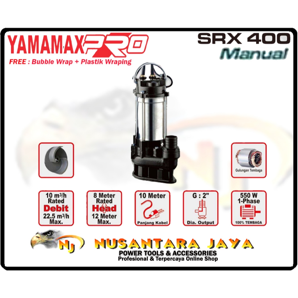 Mesin Pompa Celup Air Kotor 550Watt 2" Yamamax SRX 400 M Manual