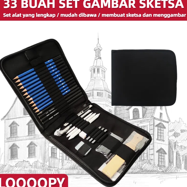 

First Hand 33PCS Set Sketch Pensil Pensil Pisau Penghapus Dan Pensil Gambar Untuk Keperluan Sekolah Pencil Set