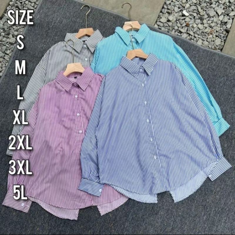 Dopy Shirt Salur - Kemeja Salur - Kemeja Wanita Salur - Atasan Wanita