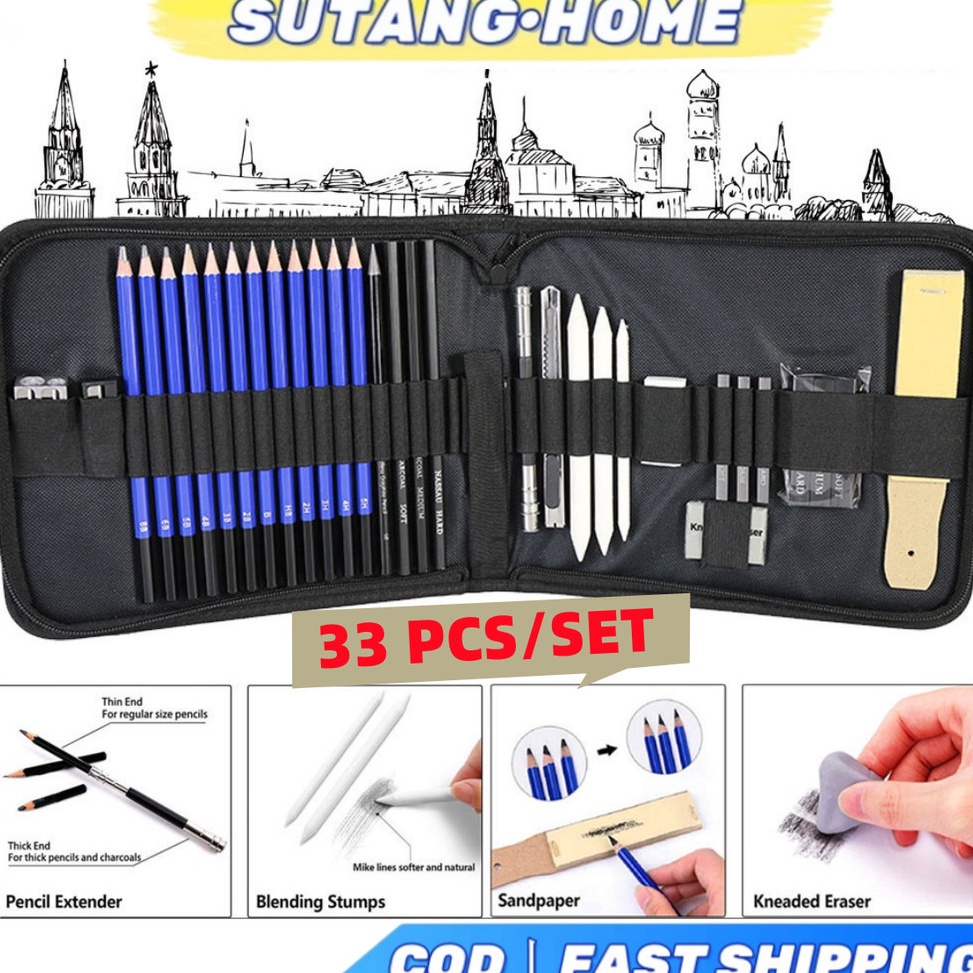 

Hadir Terpopuler SUTANG 33PCS35PCSSet Sketch Pencil Pisau Penghapus dan Pensil Gambar untuk Keperluan Sekolah Pencil Drawing Set