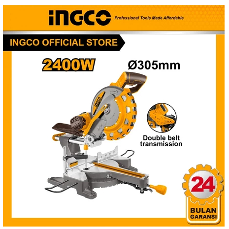 Miter Saw 12 Inch Sliding Mesin Potong Aluminium Mitre Saw INGCO BM2S24007