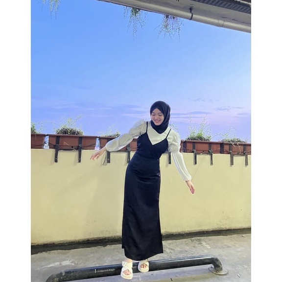 Paket Kejutan  COD  ONE SET LONG DRESS SATIN KIMONO  SETELAN WANITA MUSLIM  LONG DRESS KONDANGAN  DR