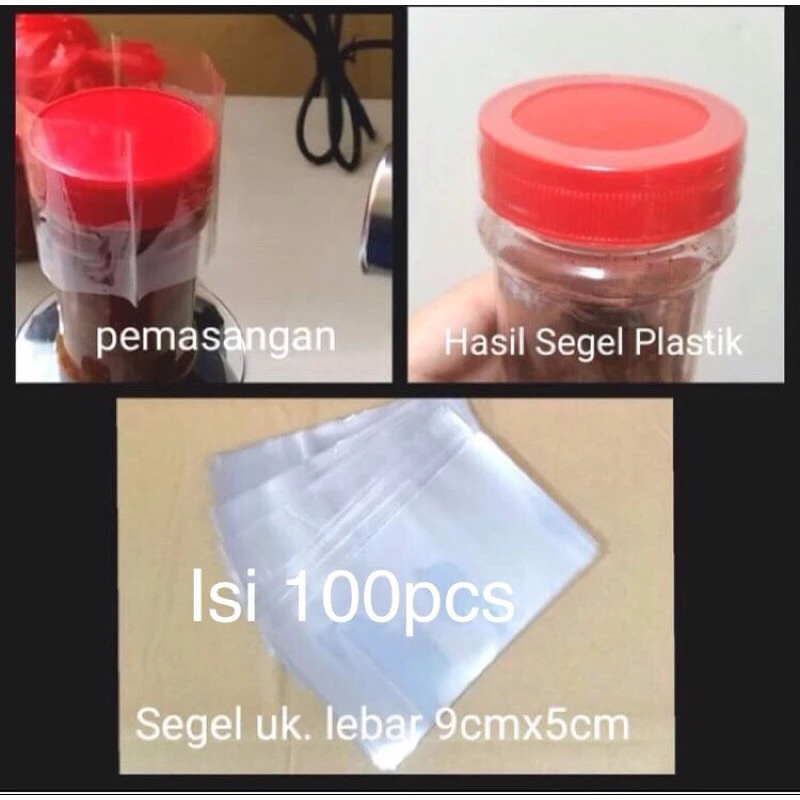 plastik segel botol 150ml botol sambal segel plastik shrink (isi100)