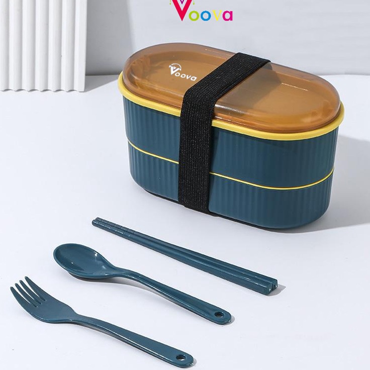 Diminati VOOVA Lunch Box  Kotak Bekal Makan Siang  Bento Set 9ml  Kotak Makan