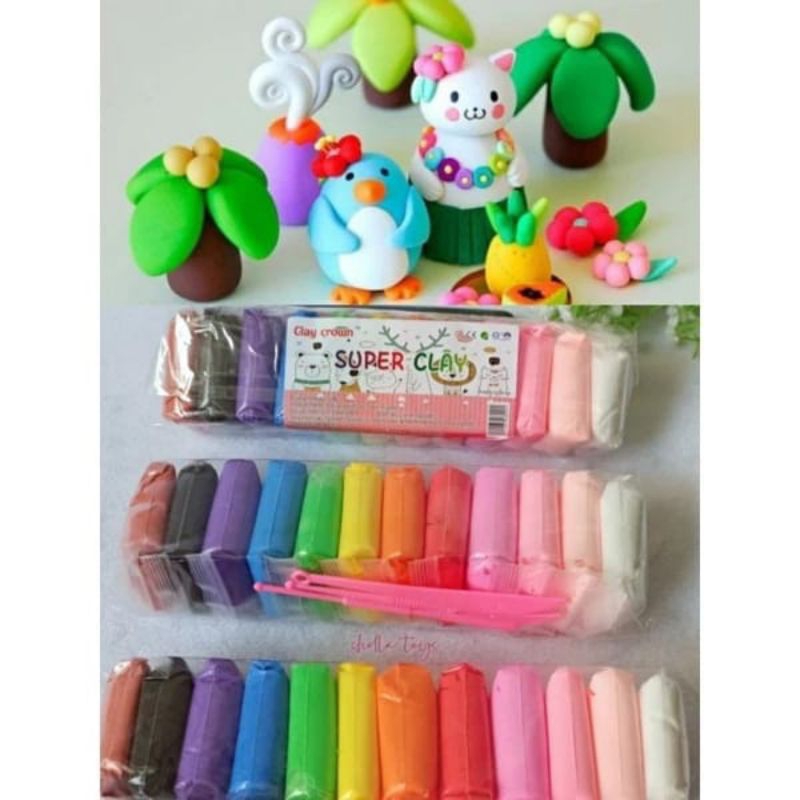 CLAY MAINAN EDUKASI ANAK/CLAY POLYMER/CLAY ISI 12PCS/CLAY MAINAN