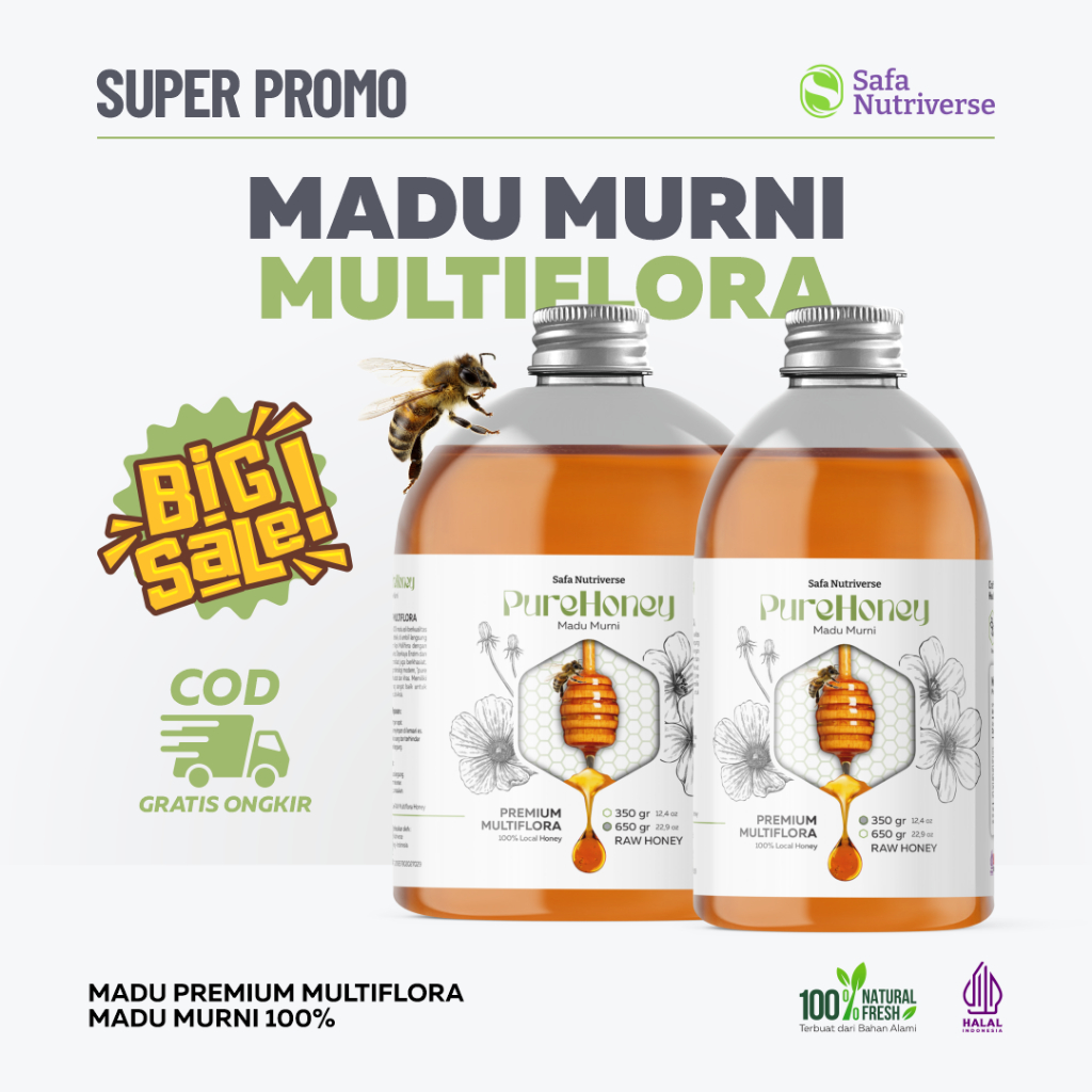 

MADU MURNI MULTIFLORA - PURE HONEY MADU PREMIUM ASLI RAW MADU MURNI 350GR 650GR