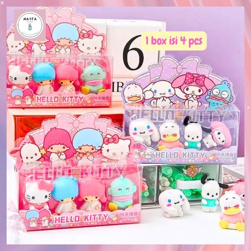 

Penghapus Box Sanrio Mewah isi 4 pcs Kode KT1203-01 Stip eraser unik murah