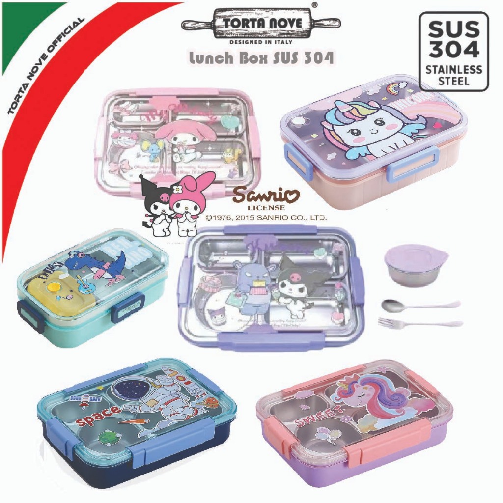 Kotak makan stainless steel 304 anti tumpah 2 3 4 sekat bento Lunch box Set Unicorn Bekal anak