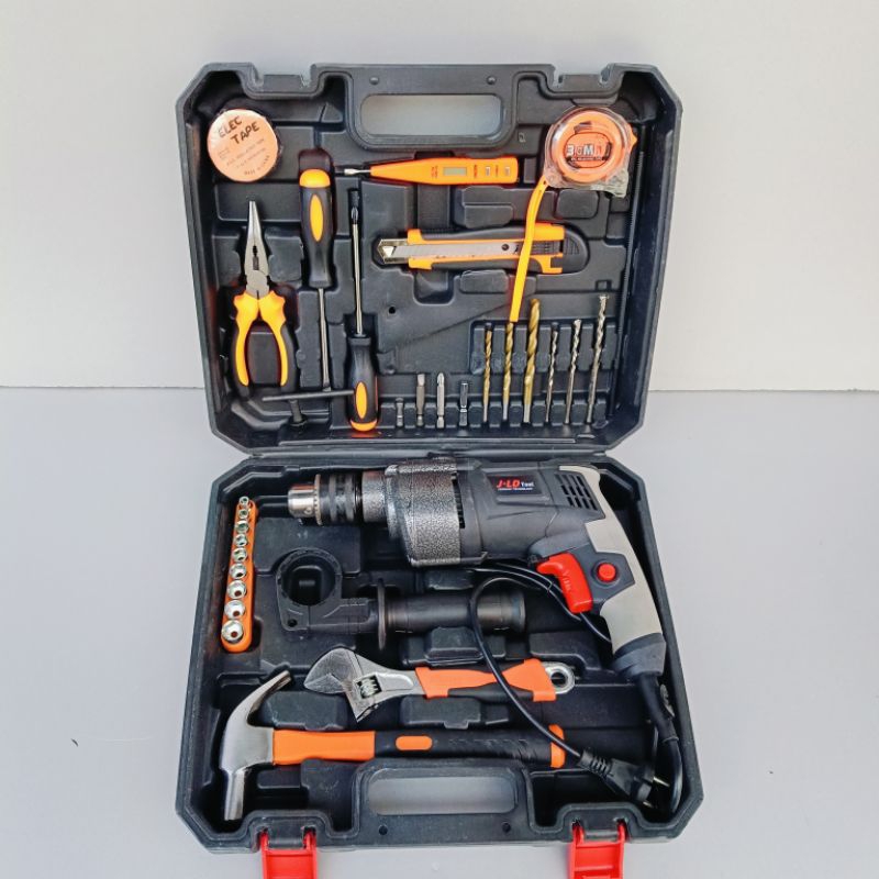 jld tool.bor listrik 13mm.bor besi kayu dan tembok set koper lengkap
