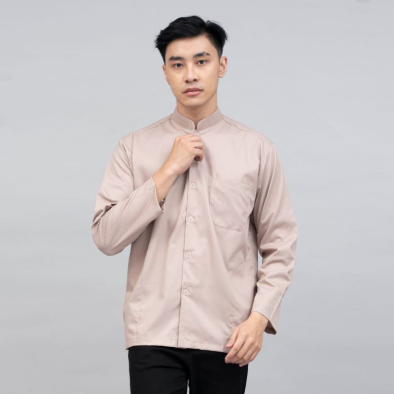 Baju kokok pria fashion koko polos lengan panjang | elrumi