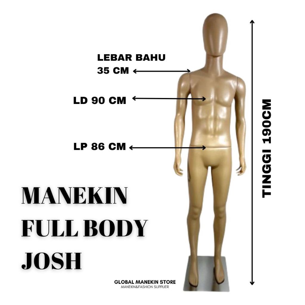 Manekin Pria Full Body Wajah Makeup Patung Display Pakaian