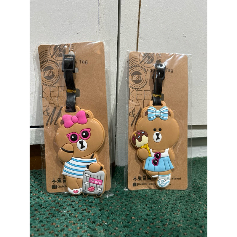 luggage tas / gantungan nama tas koper line brown cony