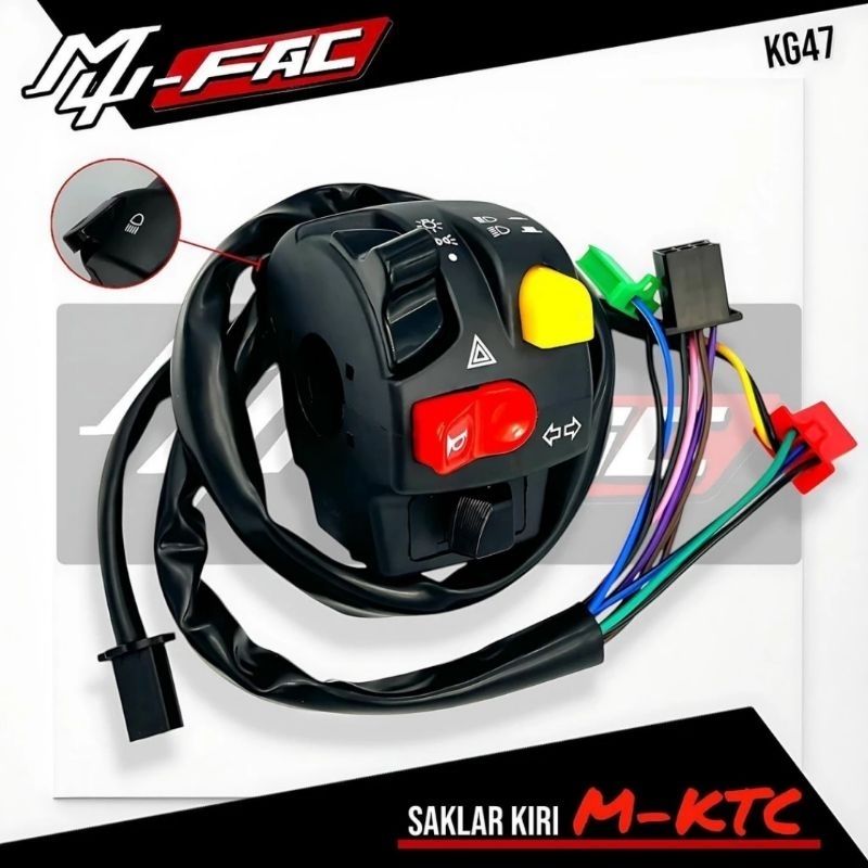 SAKLAR KIRI MODEL KTC UNIVERSAL COCOK UNTUK SEMUA JENIS MOTOR VIXION SATRIA FU TIGER MEGAPRO SONIC D