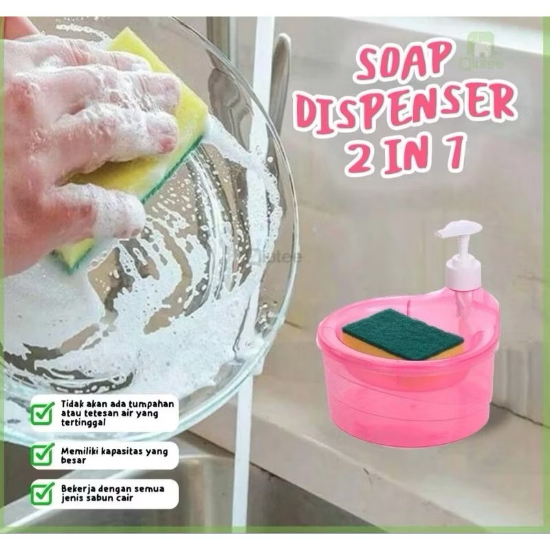 [TERMURAH]FREE SPONS  Tempat Sabun Bulat + SPONS / Dispenser Sabun Cair Botol Soap Lucu