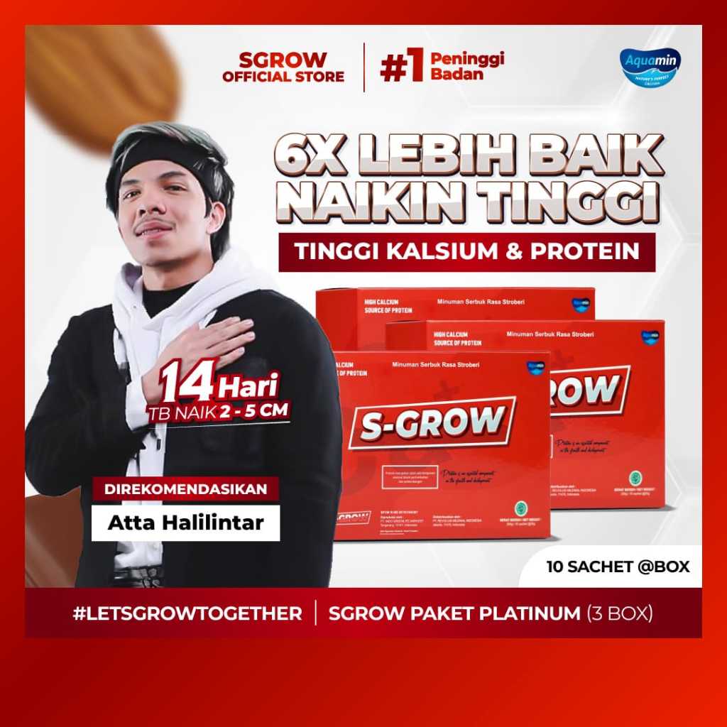 

S-GROW - Peninggi Badan Untuk Remaja dan Dewasa - 3 BOX STRAWBERRY