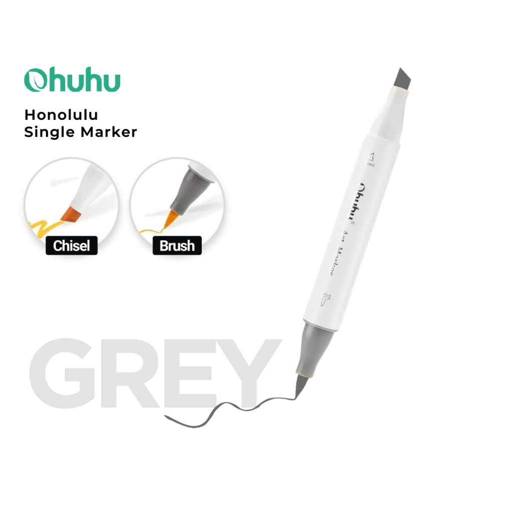 

OHUHU SINGLE Honolulu (Brush & Chisel) - GREY SERIES | 361 Colors Refill Marker Satuan