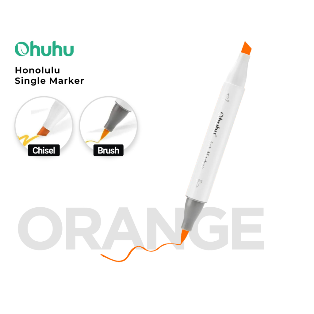 

OHUHU SINGLE Honolulu (Brush & Chisel) - ORANGE SERIES | 361 Colors Refill Marker Satuan