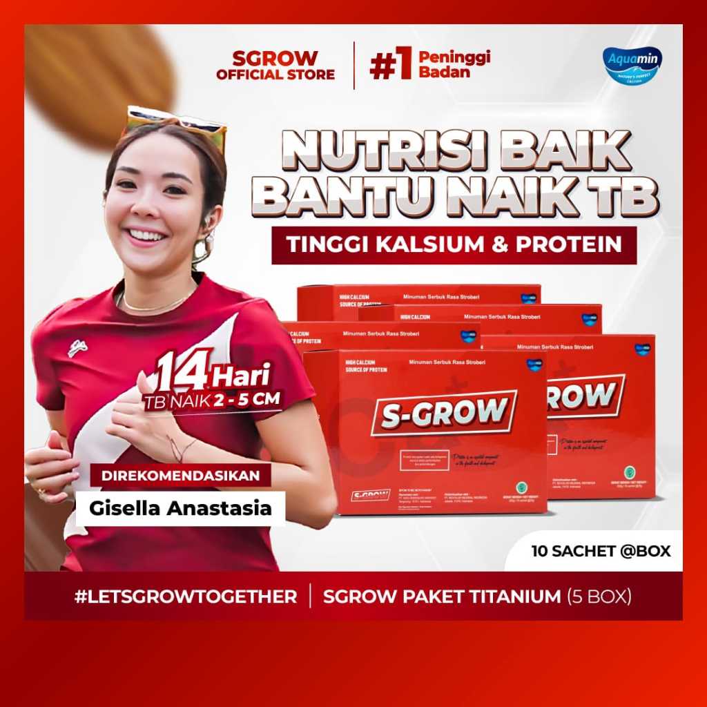 

S-GROW - Peninggi Badan Untuk Remaja dan Dewasa - 5 BOX STRAWBERRY