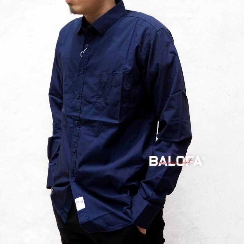 Kemeja BALOFA Pria Lengan Panjang Navy Blue