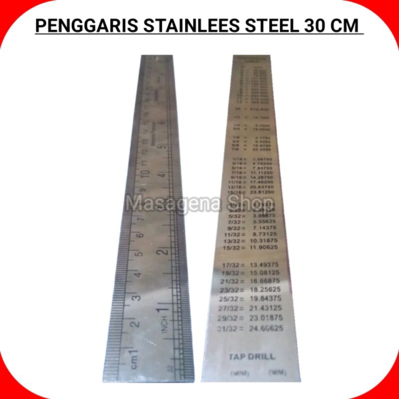 

penggaris stainlees steel 30 cm isi 5