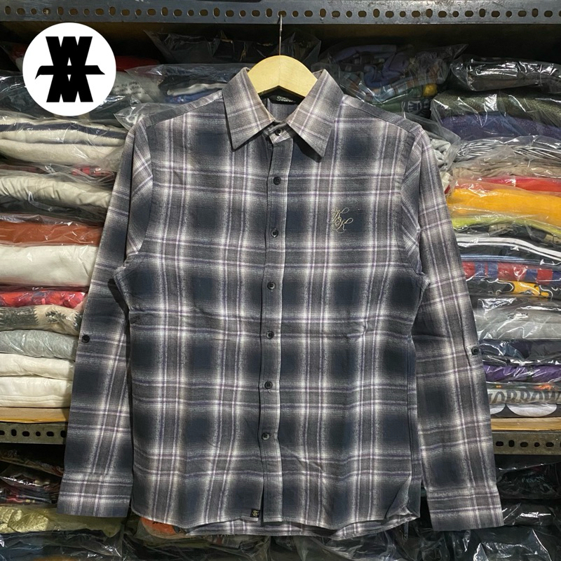 Karl Kani Plaid Flanel L/S Shirt Charcoal Size M 65x50 MIJ