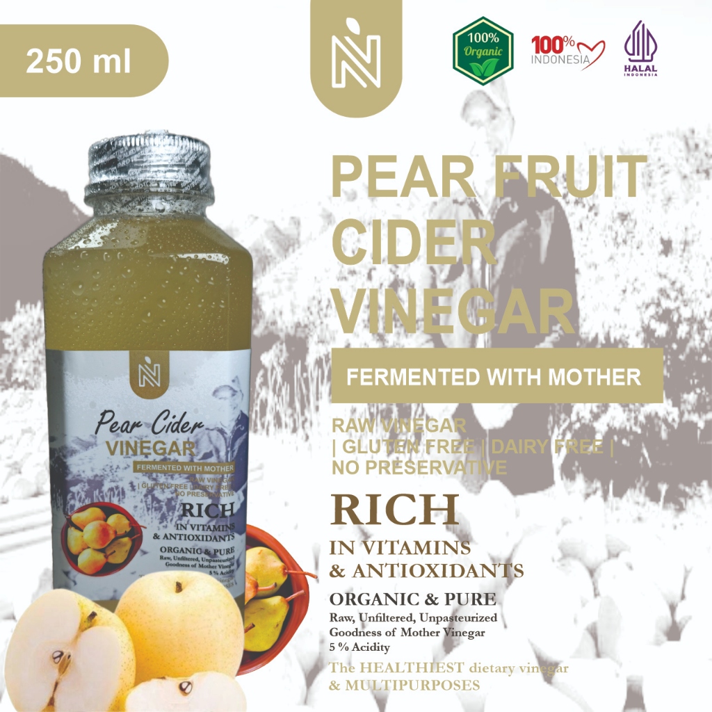 

BENUTRIVA Cuka Buah Pir 250ml - 1000ml dengan Endapan Mother Fermentasi / Pear Cider Vinegar Bragg