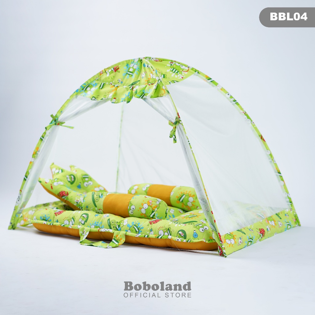 KASUR BAYI KELAMBU BOBOLAND SET LENGKAP BANTAL GULING KELAMBU BAYI