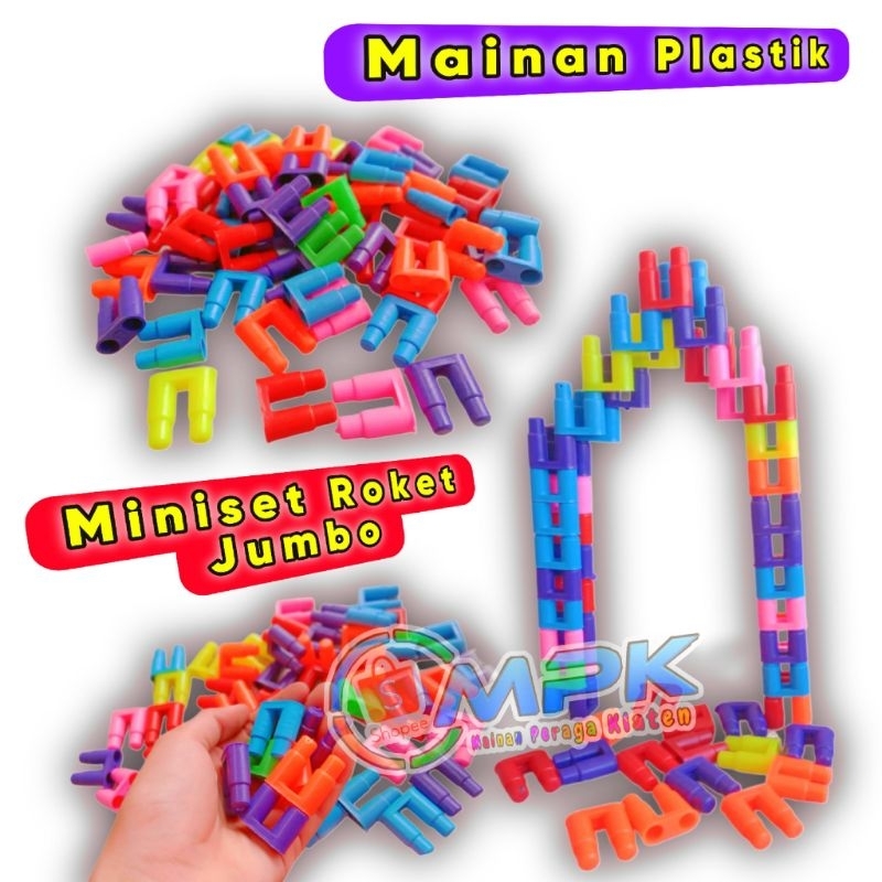 MAINAN EDUKASI MINISET ROKET BESAR MAINAN ROKET JUMBO MAINAN MINISET PLASTIK