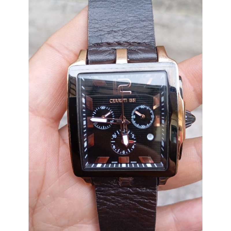 jam tangan CERRUTI 1881 Swiss chronograph second bekas original