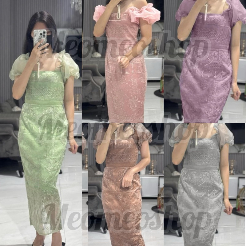 Dress Yovita Tile Brokat Bordir Satin Premium