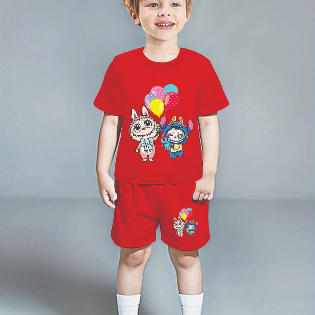 SETELAN BAJU ANAK ANAK COWO CEWEK/SETELAN LABUBU NAIN BALON