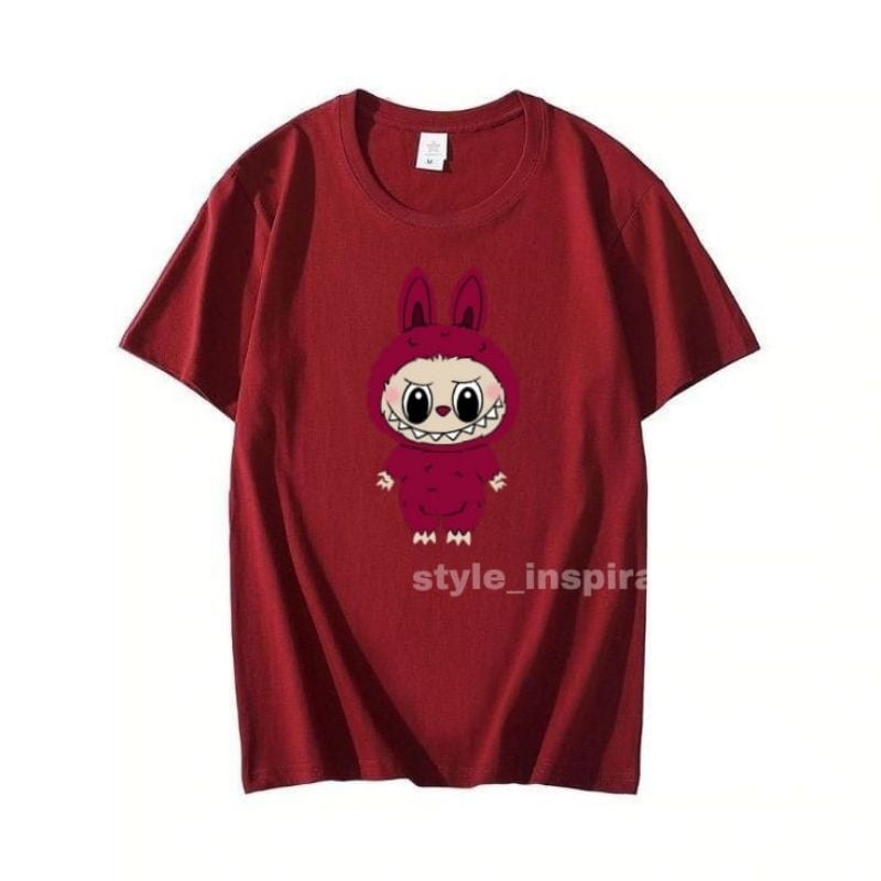 Kaos Labubu Boneka Lucu Merah Katun Combet 30 S Dewasa Pria & Wanita