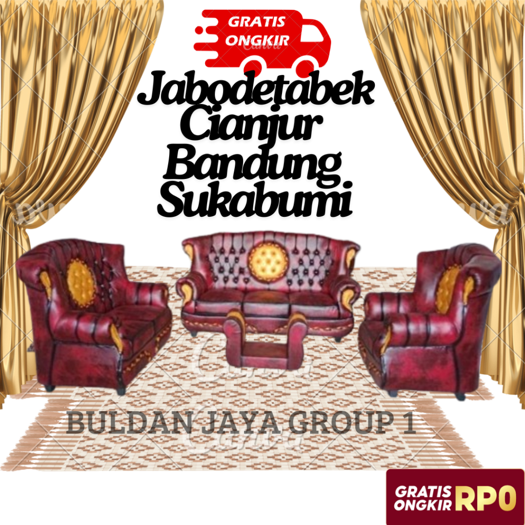 Sofa Ruang Tamu Mewah Elegan Jumbo Jaguar Matahari Bantal Meja Kaca