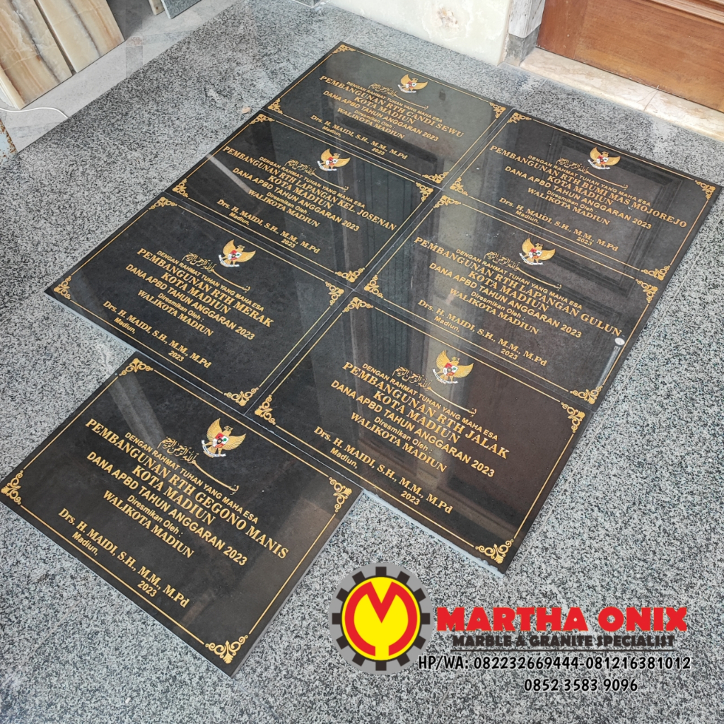 PRASASTI MARMER PAHAT, PRASASTI BERKUALITAS MARMER, PRASASTI PERESMIAN 30x40 cm dan 40x60 cm.