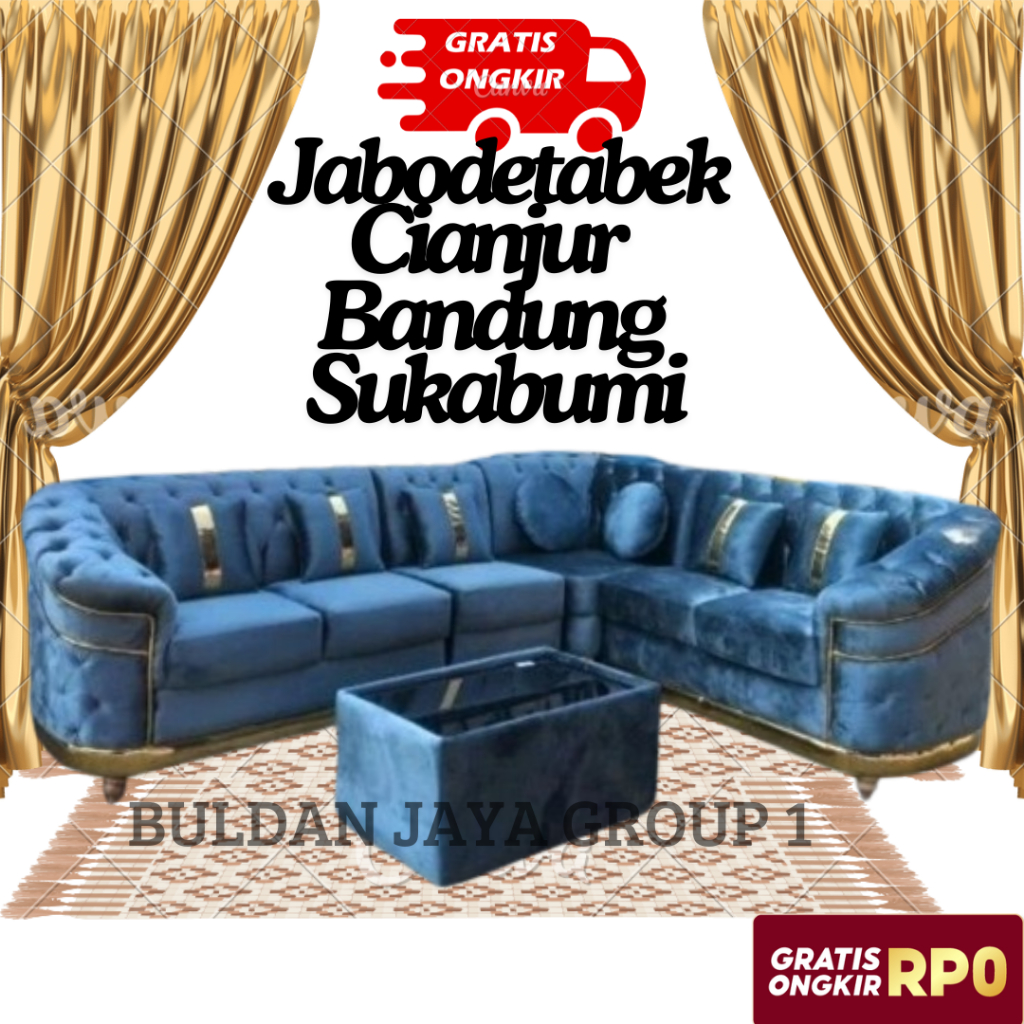 Sofa Ruang Tamu Terbaru Mewah Elegan Minimalis Kancing  Sudut L Kursi Sofa