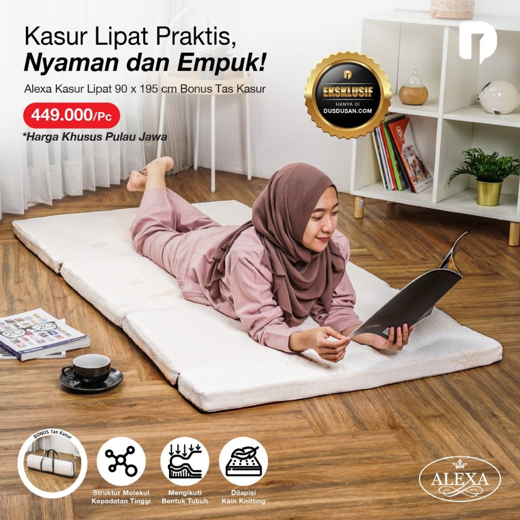 KASUR LIPAT Alexa Kasur Lipat 90 x 195 Cm Bonus Tas Kasur