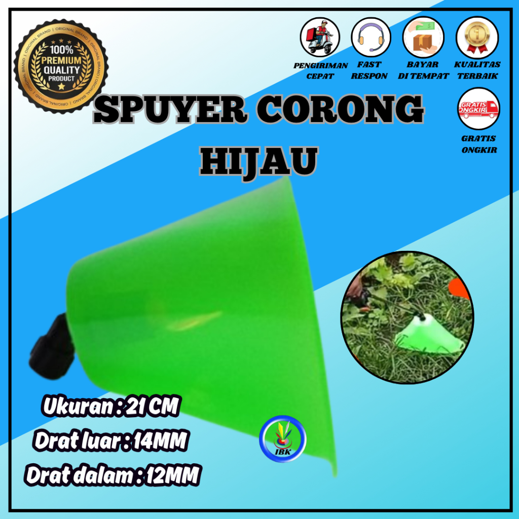 SPUYER / NOZZLE SPRAYER / NOZZLE PLASTIK CORONG ANTI ANGIN FUN 25 CORONG SPRAYER WARNA HIJAU LONJONG