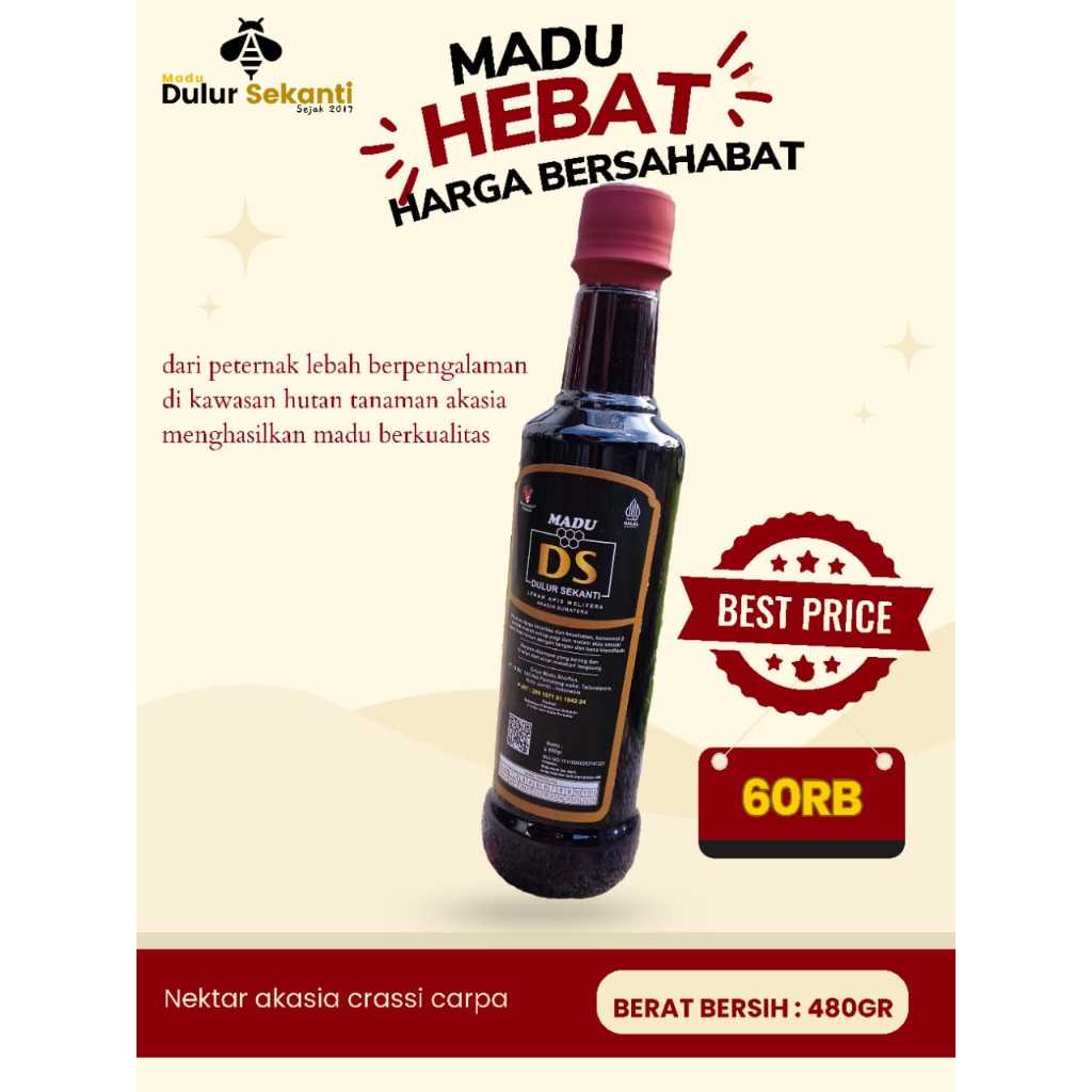 

480 gram Madu Lebah Unggul Budidaya Nektar Dominan Akasia Carpa (Hitam)